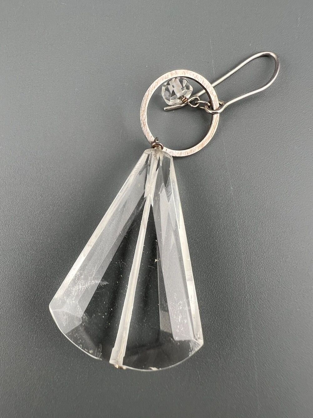 Vintage 925 Quartz Earring Single Sterling Silver Dangle Signed Deb Guyot